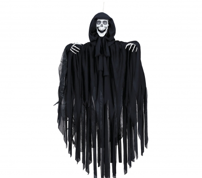 Interaktyvi kabanti dekoracija "Skeletas su juodomis juostomis" (90 cm)