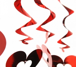 Kabančios dekoracijos "Raudonos širdelės" (5 vnt./60 cm) 1