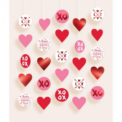 Kabančios dekoracijos "Valentine's XoXo" (5 vnt.)