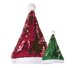 Kalėdų Senelio kepurė su žvyneliais, raudona/žalia