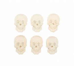 Klijuojamos 3D dekoracijos "Baltos kaukolės" (6 vnt./3x2 cm)