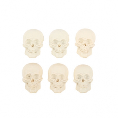 Klijuojamos 3D dekoracijos "Baltos kaukolės" (6 vnt./3x2 cm)