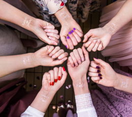 Laikinos tatuiruotės "Team bride" rožinio aukso (13 vnt.) 1