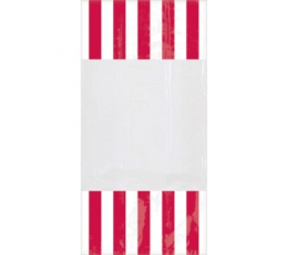 Lauktuvių maišeliai, raudoni dryžuoti (10 vnt./24x12 cm)