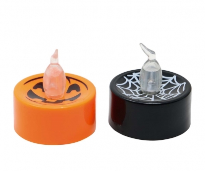 LED žvakutė Helovinui, juoda/oranžinė (4 cm)