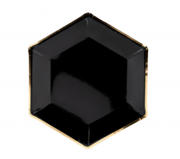 Lėkštutės, juodos aukso krašteliu (6 vnt./23 cm)