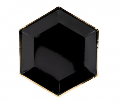 Lėkštutės, juodos aukso krašteliu (6 vnt./23 cm)