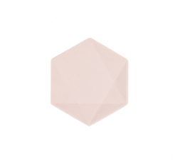 Lėkštutės, šešiakampės rausvos (6 vnt./15,8x13,7 cm)