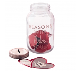 Meilės stiklainis su širdelėmis "Reasons I love you"