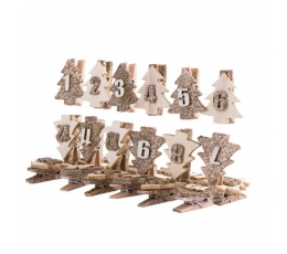 Advento kalendoriaus segtukai "Auksinės eglutės" (3,5 cm)