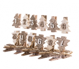 Advento kalendoriaus segtukai "Auksinės eglutės" (3,5 cm)