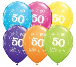 Balionai "50", įvairiaspalviai (6 vnt./28 cm)