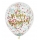 Balionai "Happy Birthday", skaidrūs su spalvotais konfeti (6 vnt./30 cm)