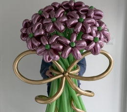 Balionų gėlių puokštė "Chrominė"