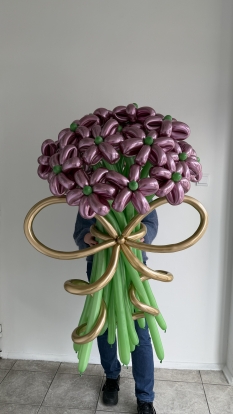 Balionų gėlių puokštė "Chrominė"