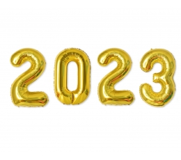 Balionų rinkinys "2023", auksinis (4 vnt./35 cm)