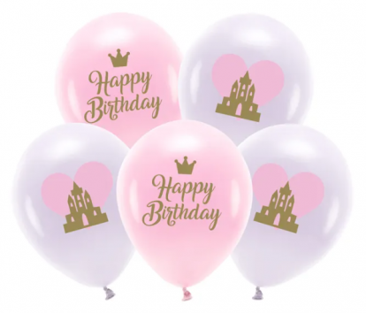 Balionų rinkinys"Happy Birthday Princess" (5 vnt./30 cm)