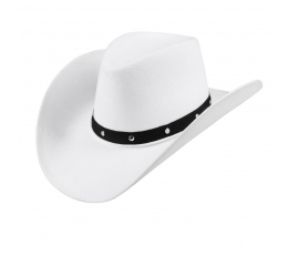 Balta skrybėlė su metalo papuošimais