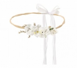 Dekoratyvinė karūna su baltomis gėlėmis (18 cm)