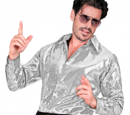 Disco marškiniai, sidabriniai žvilgantys (L/XL) 0