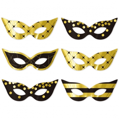 Domino kaukės "Auksinis karnavalas" (6 vnt.)