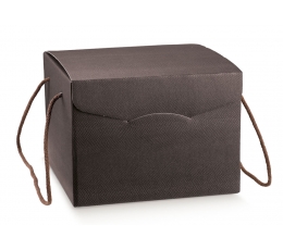 Dovanų dėžutė su virvutėmis, ruda (24X24X18 cm)