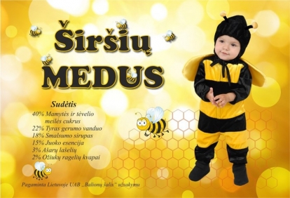 Etiketė "Širšių Medus" su vaiku