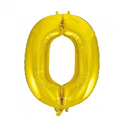 Folinis balionas "0", auksinis (85 cm)