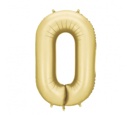 Folinis balionas "0", auksinis (86 cm), auksinis matinis