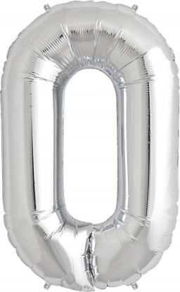 Folinis balionas "0", sidabrinis (85 cm)