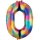 Folinis balionas "0", vaivorykštės spalvų  (88 cm)