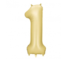 Folinis balionas "1", auksinis (86 cm), auksinis matinis
