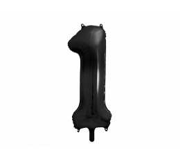 Folinis balionas "1", juodas (86 cm)