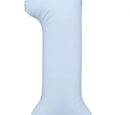Folinis balionas "1", pastelinis melsvas (85 cm)