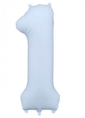 Folinis balionas "1", pastelinis melsvas (85 cm)