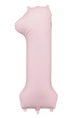 Folinis balionas "1", pastelinis rausvas (85 cm)