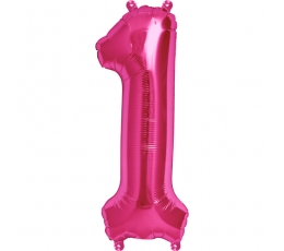 Folinis balionas "1", ryškiai rožinis  (85 cm)