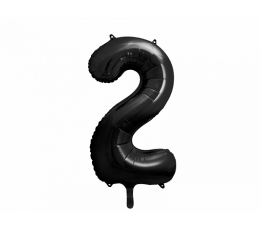 Folinis balionas "2", juodas (86 cm)