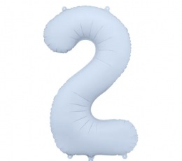 Folinis balionas "2", pastelinis melsvas (85 cm)