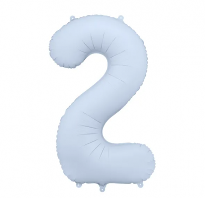 Folinis balionas "2", pastelinis melsvas (85 cm)