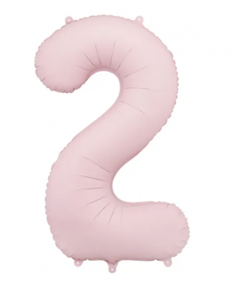 Folinis balionas "2", pastelinis rausvas (85 cm)