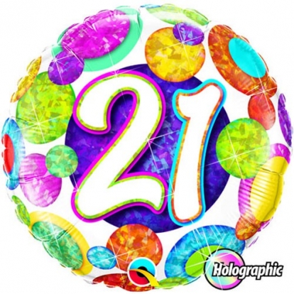 Folinis balionas "21", taškuotas (46 cm)