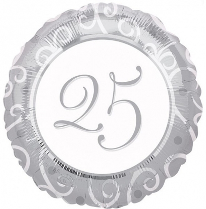 Folinis balionas "25TH ANNIVERSARY" (45 cm)