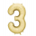 Folinis balionas "3", auksinis (86 cm), auksinis matinis