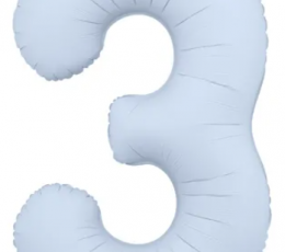 Folinis balionas "3", pastelinis melsvas (85 cm)