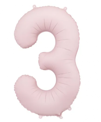 Folinis balionas "3", pastelinis rausvas (85 cm)