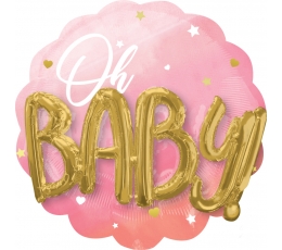 Folinis balionas 3D "Oh baby", rožinis (71 cm)