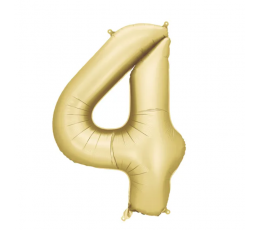Folinis balionas "4", auksinis (86 cm), auksinis matinis