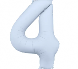 Folinis balionas "4", pastelinis melsvas (85 cm)
