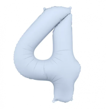Folinis balionas "4", pastelinis melsvas (85 cm)